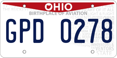 OH license plate GPD0278