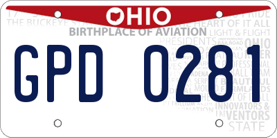 OH license plate GPD0281