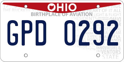 OH license plate GPD0292