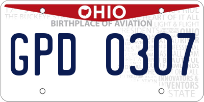 OH license plate GPD0307
