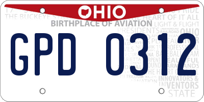 OH license plate GPD0312