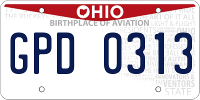OH license plate GPD0313