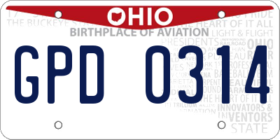 OH license plate GPD0314