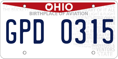 OH license plate GPD0315