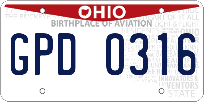 OH license plate GPD0316