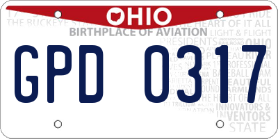 OH license plate GPD0317
