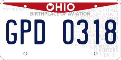 OH license plate GPD0318