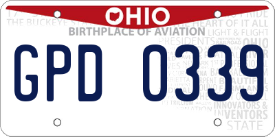 OH license plate GPD0339