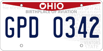 OH license plate GPD0342