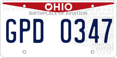 OH license plate GPD0347
