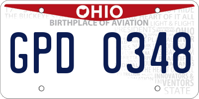 OH license plate GPD0348