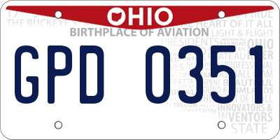 OH license plate GPD0351
