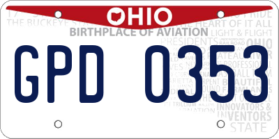 OH license plate GPD0353