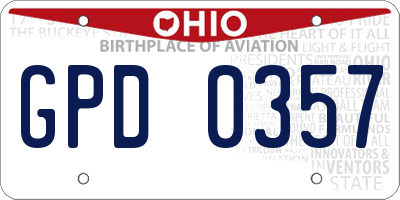 OH license plate GPD0357