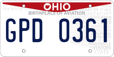 OH license plate GPD0361