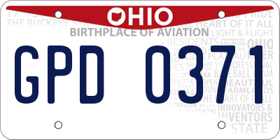 OH license plate GPD0371