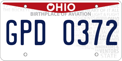 OH license plate GPD0372