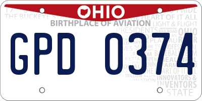 OH license plate GPD0374
