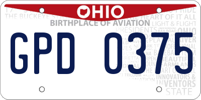 OH license plate GPD0375