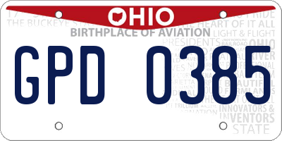 OH license plate GPD0385