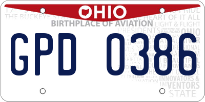 OH license plate GPD0386
