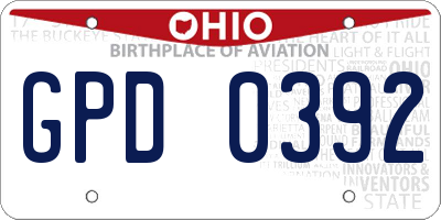 OH license plate GPD0392