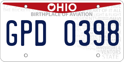 OH license plate GPD0398