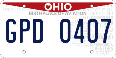 OH license plate GPD0407