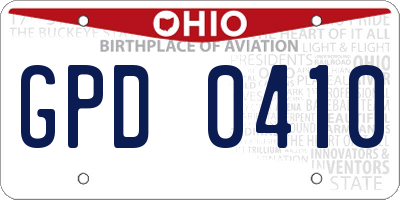 OH license plate GPD0410