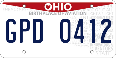 OH license plate GPD0412