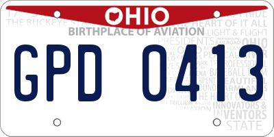 OH license plate GPD0413