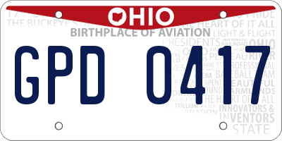 OH license plate GPD0417