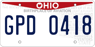 OH license plate GPD0418