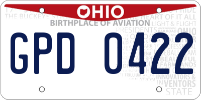 OH license plate GPD0422