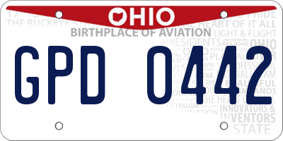 OH license plate GPD0442