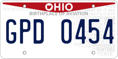 OH license plate GPD0454