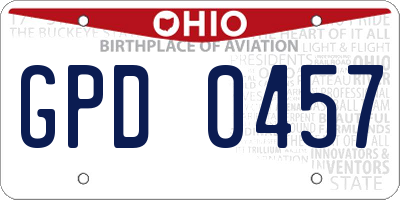 OH license plate GPD0457
