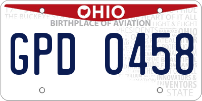 OH license plate GPD0458