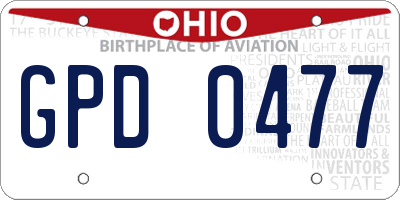 OH license plate GPD0477