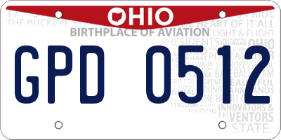 OH license plate GPD0512