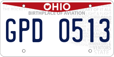 OH license plate GPD0513