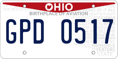 OH license plate GPD0517
