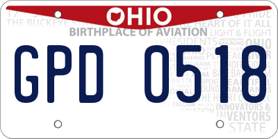 OH license plate GPD0518