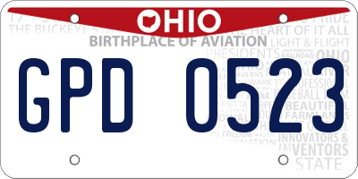 OH license plate GPD0523
