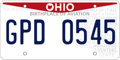 OH license plate GPD0545