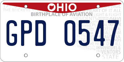 OH license plate GPD0547