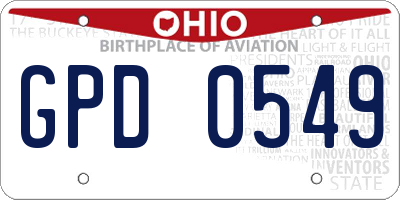 OH license plate GPD0549