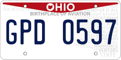 OH license plate GPD0597