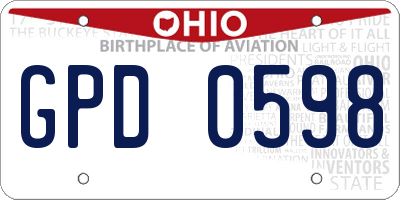 OH license plate GPD0598
