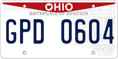 OH license plate GPD0604